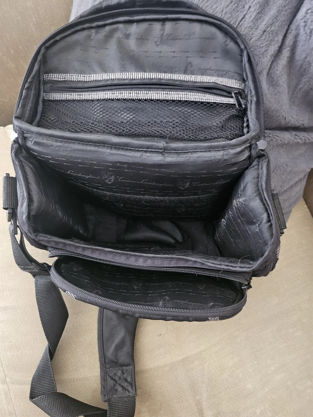 Lamborghini Black and Silver Men's Messenger Bag